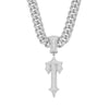 Alloy Hiphop Men's Necklace With Geometric Pattern And Full Diamond Sword Pendant