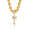Alloy Hiphop Men's Necklace With Geometric Pattern And Full Diamond Sword Pendant