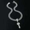 Alloy Hiphop Men's Necklace With Geometric Pattern And Full Diamond Sword Pendant