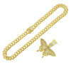 Alloy Hiphop Punk Style Threedimensional Butterfly Pendant With Diamond And Cuban Chain Accessories