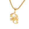 Alloy Hiphop Scorpion Zodiac Animals Pendant Necklace With Square Pearl Chain Electroplated Jewelry Unisex