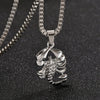 Alloy Hiphop Scorpion Zodiac Animals Pendant Necklace With Square Pearl Chain Electroplated Jewelry Unisex