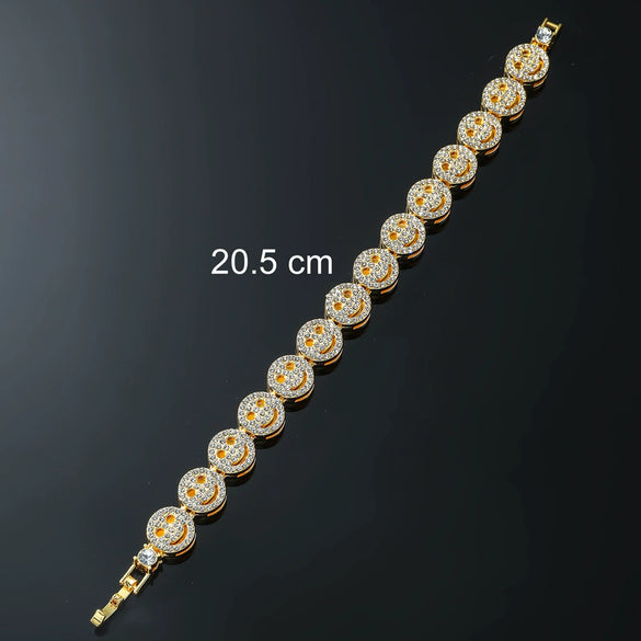 Alloy Hiphop Style Diamond Smiley Face Men's And Unisex Bracelet