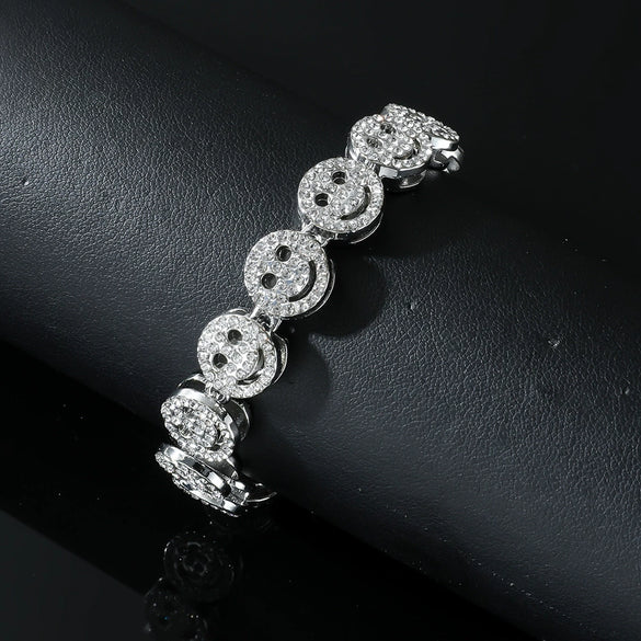 Alloy Hiphop Style Diamond Smiley Face Men's And Unisex Bracelet