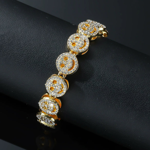 Alloy Hiphop Style Diamond Smiley Face Men's And Unisex Bracelet