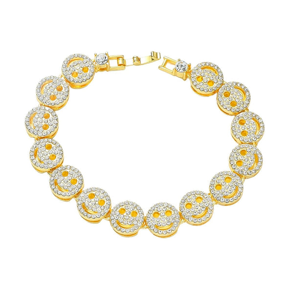Alloy Hiphop Style Diamond Smiley Face Men's And Unisex Bracelet
