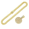 Alloy Hiphop Style Digital Round Pendant Cuban Chain Necklace With Diamond And Letters Numbers Text Design