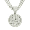 Alloy Hiphop Style Digital Round Pendant Cuban Chain Necklace With Diamond And Letters Numbers Text Design
