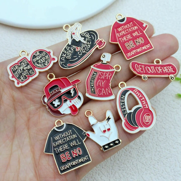 Alloy Hiphop Style Dripping Oil Totem Pendant Key Chain Bag Accessories