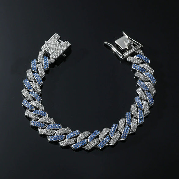 Alloy Hiphop Style Geometric Diamond Cuban Chain Bracelet For Men And Women