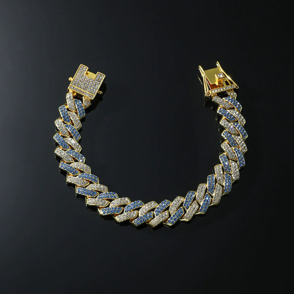 Alloy Hiphop Style Geometric Diamond Cuban Chain Bracelet For Men And Women