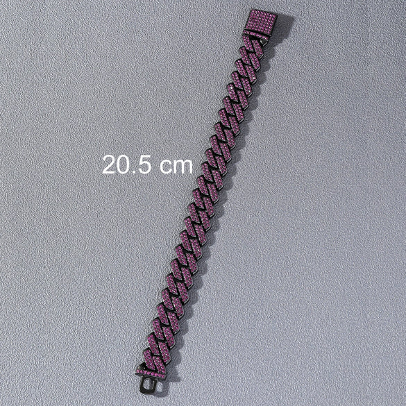 Alloy Hiphop Style Geometric Diamond Cuban Chain Bracelet For Men