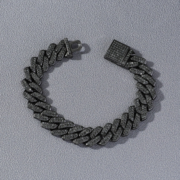 Alloy Hiphop Style Geometric Diamond Cuban Chain Bracelet For Men