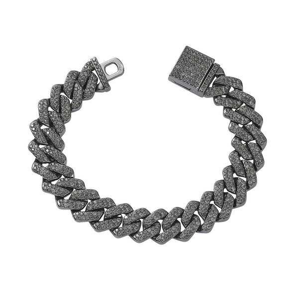 Alloy Hiphop Style Geometric Diamond Cuban Chain Bracelet For Men