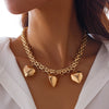 Alloy Hiphop Style Love Pendant Chain Necklace With Heart And Star Patterns Electroplated For Women
