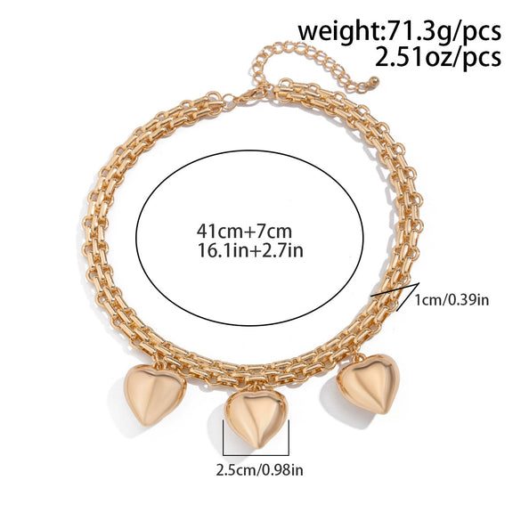 Alloy Hiphop Style Love Pendant Chain Necklace With Heart And Star Patterns Electroplated For Women
