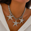 Alloy Hiphop Style Love Pendant Chain Necklace With Heart And Star Patterns Electroplated For Women