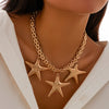 Alloy Hiphop Style Love Pendant Chain Necklace With Heart And Star Patterns Electroplated For Women