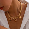 Alloy Hiphop Style Love Pendant Chain Necklace With Heart And Star Patterns Electroplated For Women