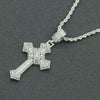 Alloy Hiphop Threedimensional Diamond Cross Pendant Necklace