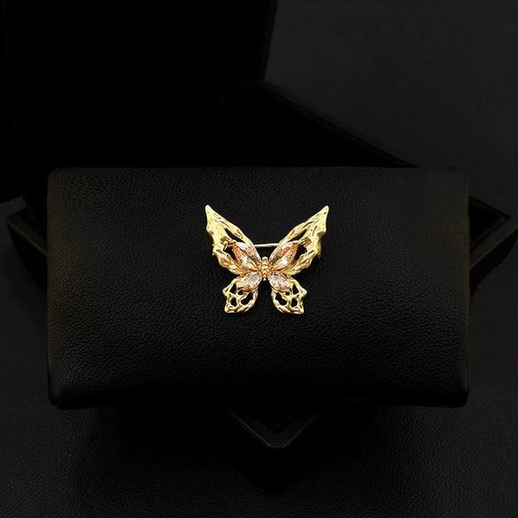 Alloy Hollow Butterfly Antilight Brooch Electroplated Ladies Decorative Corsage