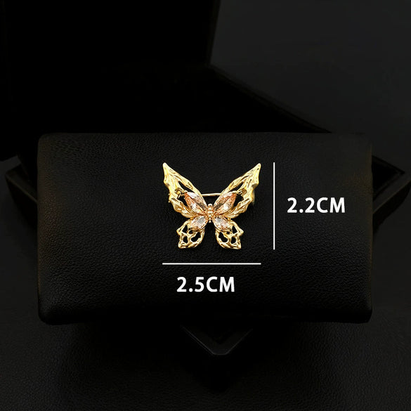 Alloy Hollow Butterfly Antilight Brooch Electroplated Ladies Decorative Corsage