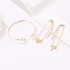 Alloy Hollow Cat And Leaf Threepiece Bracelet For Women With Electroplating