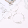 Alloy Hollow Cat And Leaf Threepiece Bracelet For Women With Electroplating
