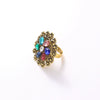 Alloy Hollow Flower Opening Ring For Women With Diamond Design Retro Fashion Style