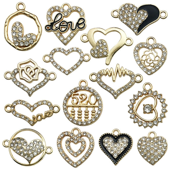 Alloy Hollow Heart And English Letter Jewelry Pendant With Electroplating For Valentine's Day Accessories