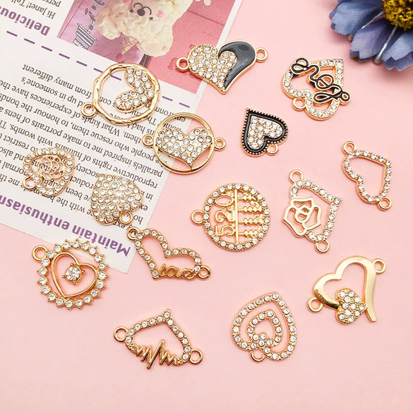 Alloy Hollow Heart And English Letter Jewelry Pendant With Electroplating For Valentine's Day Accessories