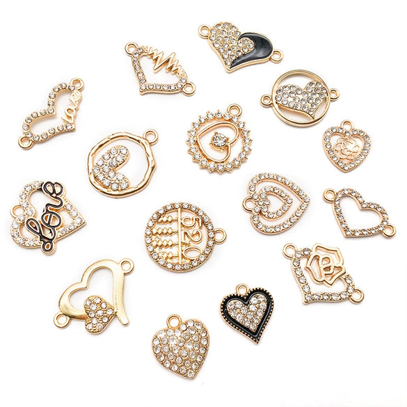 Alloy Hollow Heart And English Letter Jewelry Pendant With Electroplating For Valentine's Day Accessories