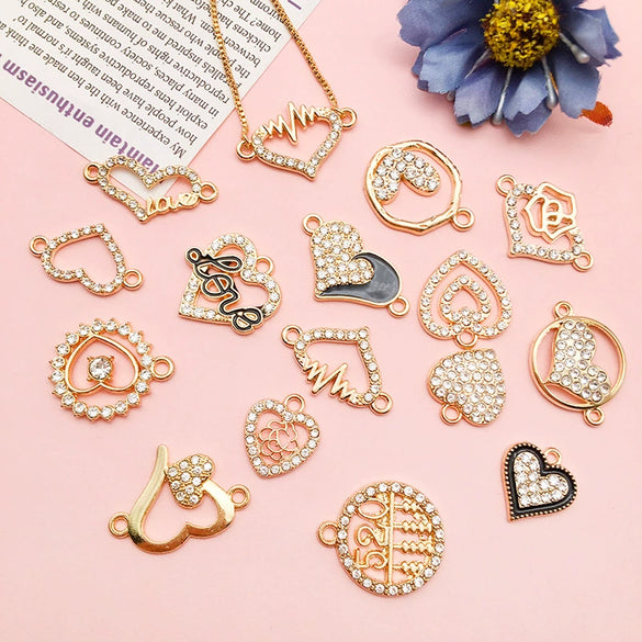 Alloy Hollow Heart And English Letter Jewelry Pendant With Electroplating For Valentine's Day Accessories