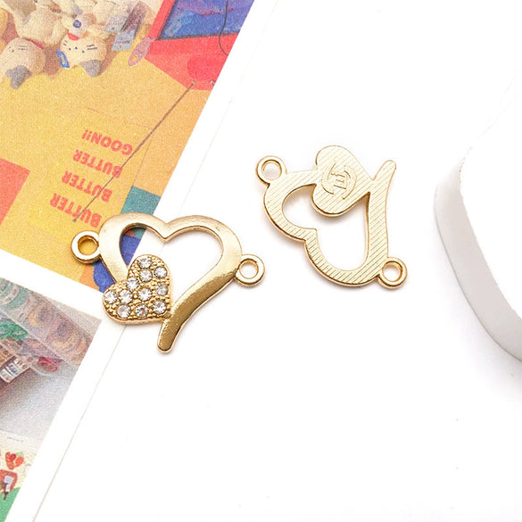 Alloy Hollow Heart And English Letter Jewelry Pendant With Electroplating For Valentine's Day Accessories