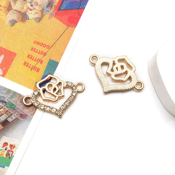 Alloy Hollow Heart And English Letter Jewelry Pendant With Electroplating For Valentine's Day Accessories