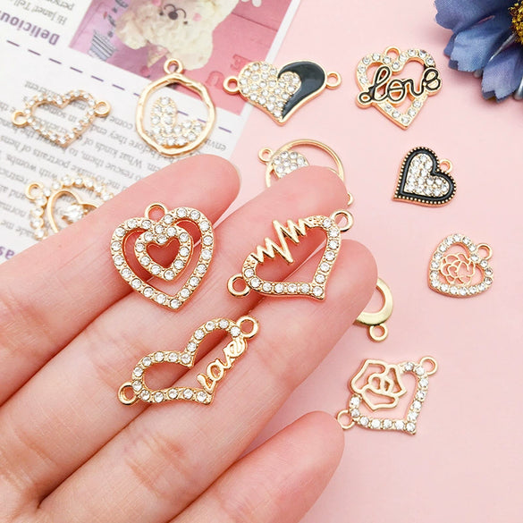 Alloy Hollow Heart And English Letter Jewelry Pendant With Electroplating For Valentine's Day Accessories