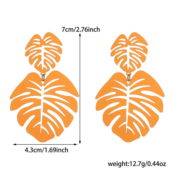 Alloy Hollow Leaf Geometric Flower Electroplated Women's Earrings