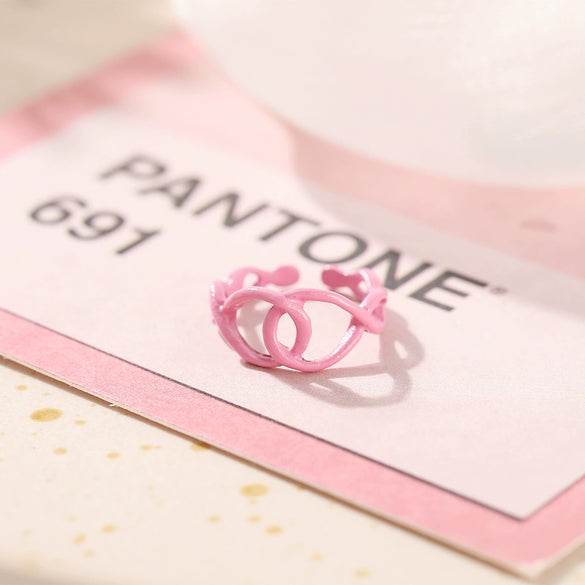 Alloy Hollow Open Ring With Baking Paint And Letters Numbers Text Pattern For Unisex In Retro Style