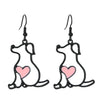 Alloy Hollow Puppy Pendant Earrings For Women Electroplated Animal Style