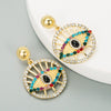 Alloy Hollow Round Turkish Eye Diamond Earrings For Women Retro Fashion Jewelry
