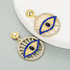 Alloy Hollow Round Turkish Eye Diamond Earrings For Women Retro Fashion Jewelry