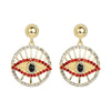 Alloy Hollow Round Turkish Eye Diamond Earrings For Women Retro Fashion Jewelry