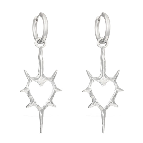 Alloy Hollowout Thorns Peach Heart Geometric Electroplated Unisex Earrings