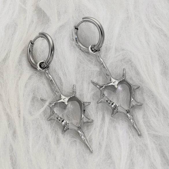 Alloy Hollowout Thorns Peach Heart Geometric Electroplated Unisex Earrings