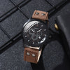 Alloy Imitation Leather Ordinary Glass Mirror Round Dial Men's Leisure Quartz Watch Set