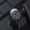 Alloy Imitation Leather Ordinary Glass Mirror Round Dial Men's Leisure Quartz Watch Set