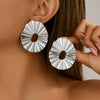 Alloy Imitation Pearl Asymmetrical Petal Geometric Earrings With Stainless Steel Ear Needles And Electroplating