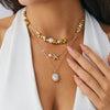 Alloy Imitation Pearl Beaded Niche Style Animal And Geometric Pattern Electroplated Starfish Clavicle Necklace For Women