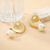 Alloy Imitation Pearl Conch Earrings Women's Geometric Style Electroplated Jewelry