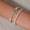 Alloy Imitation Pearl Geometric Style Handmade Cross Diamond Ball Bracelet